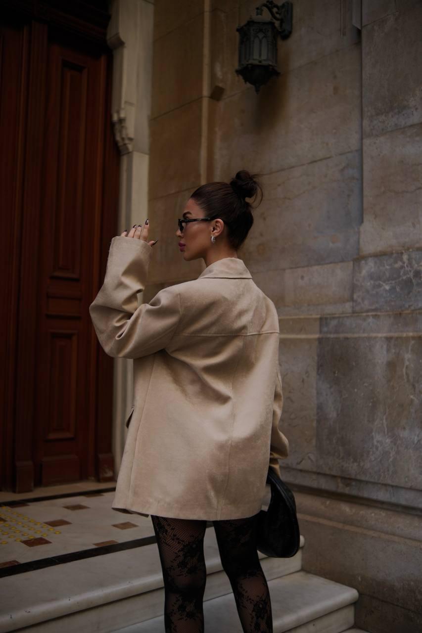 Süet Oversize Blazer Ceket