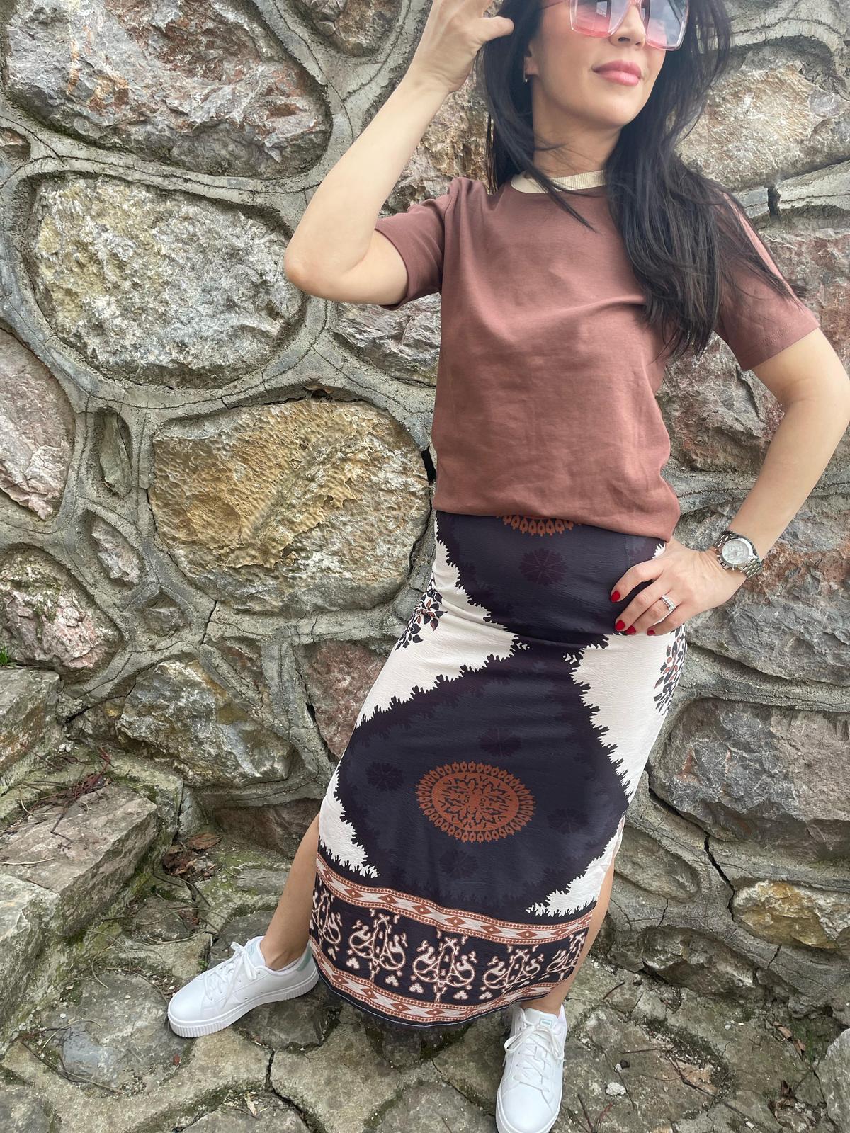 Saten fermuarlı etek