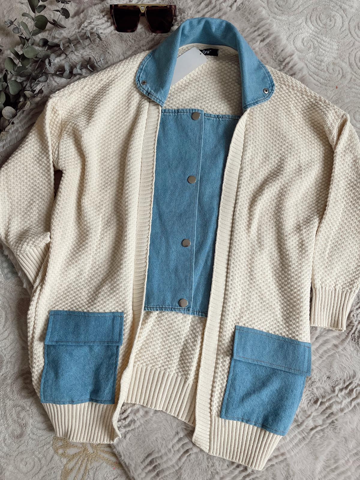 Denim Detaylı Hırka