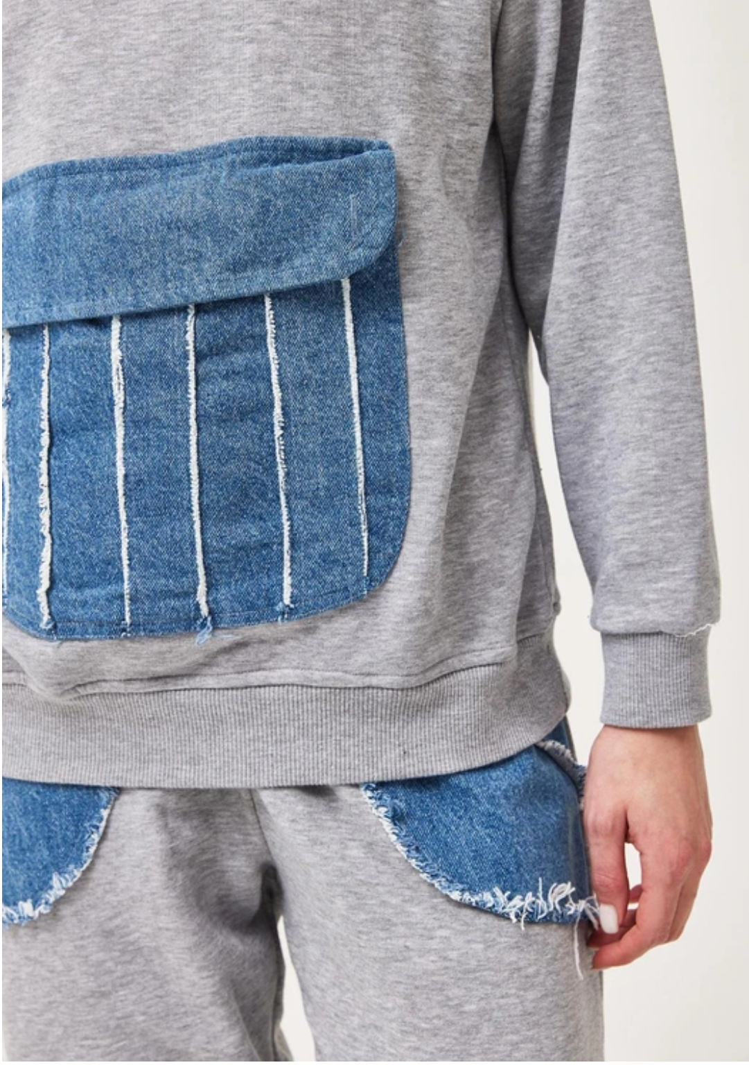 Denim Detaylı Eşofman Takımı